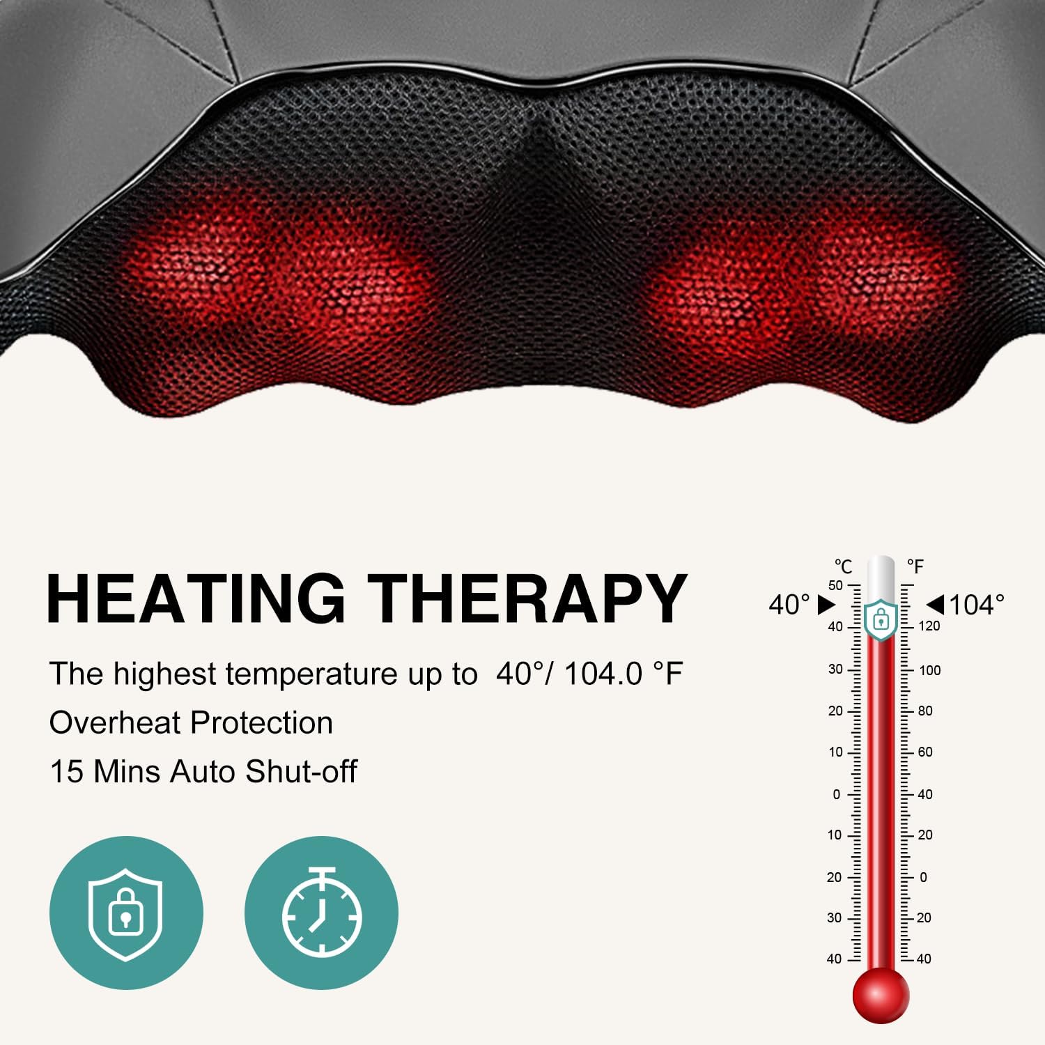 Nekteck Shiatsu Neck Massager with Heat for Pain Relief, NOT Cordless | 2026 Upgraded 3D Back Shoulder Kneading Massage Pillow, 3 Intensity Speeds Deep Tissue, Relaxation Gifts for Men Women, Black