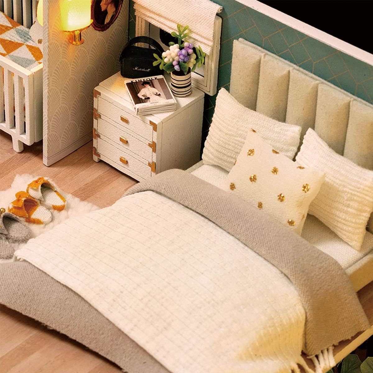 GuDoQi DIY Miniature Dollhouse Kit, Miniature House Kit 1:24 Scale, Tiny House kit with Music and Furniture Kit, Great Gift for Birthday Christmas