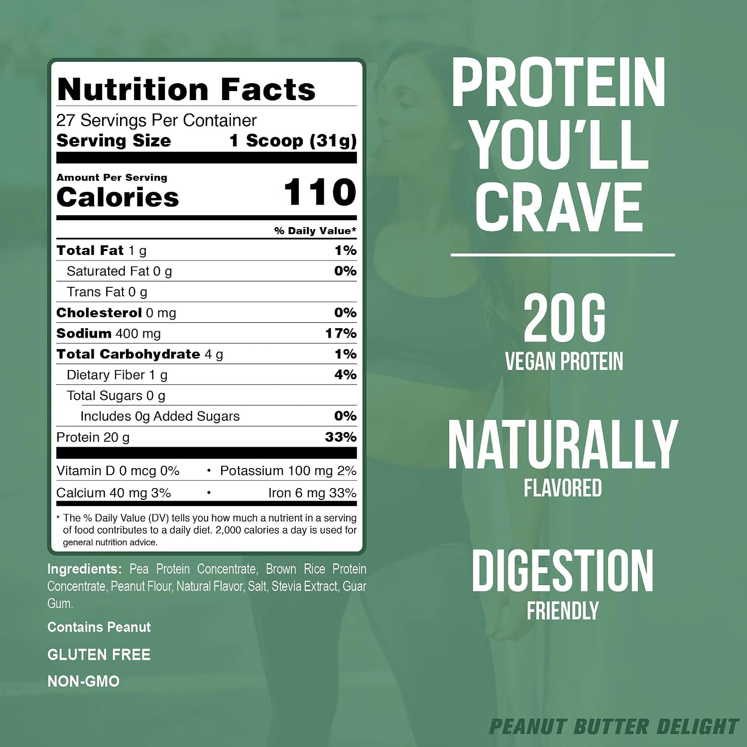 PEScience Select Vegan Protein Powder, Peanut Butter Delight, 27 Servings | Plant Based Protein Powder, Pea and Brown Rice Blend, Dairy Free, Lactose Free, Gluten Free