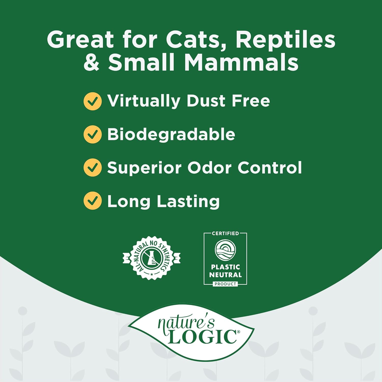 NATURE'S LOGIC Pine Pellet Cat Litter - 100% Natural - Unscented, 12 lb | 100% Natural Pine, Dust-free, Biodegradable, Safe for cats, kittens, reptiles & small pets, Highly absorbent, 12 lb bag