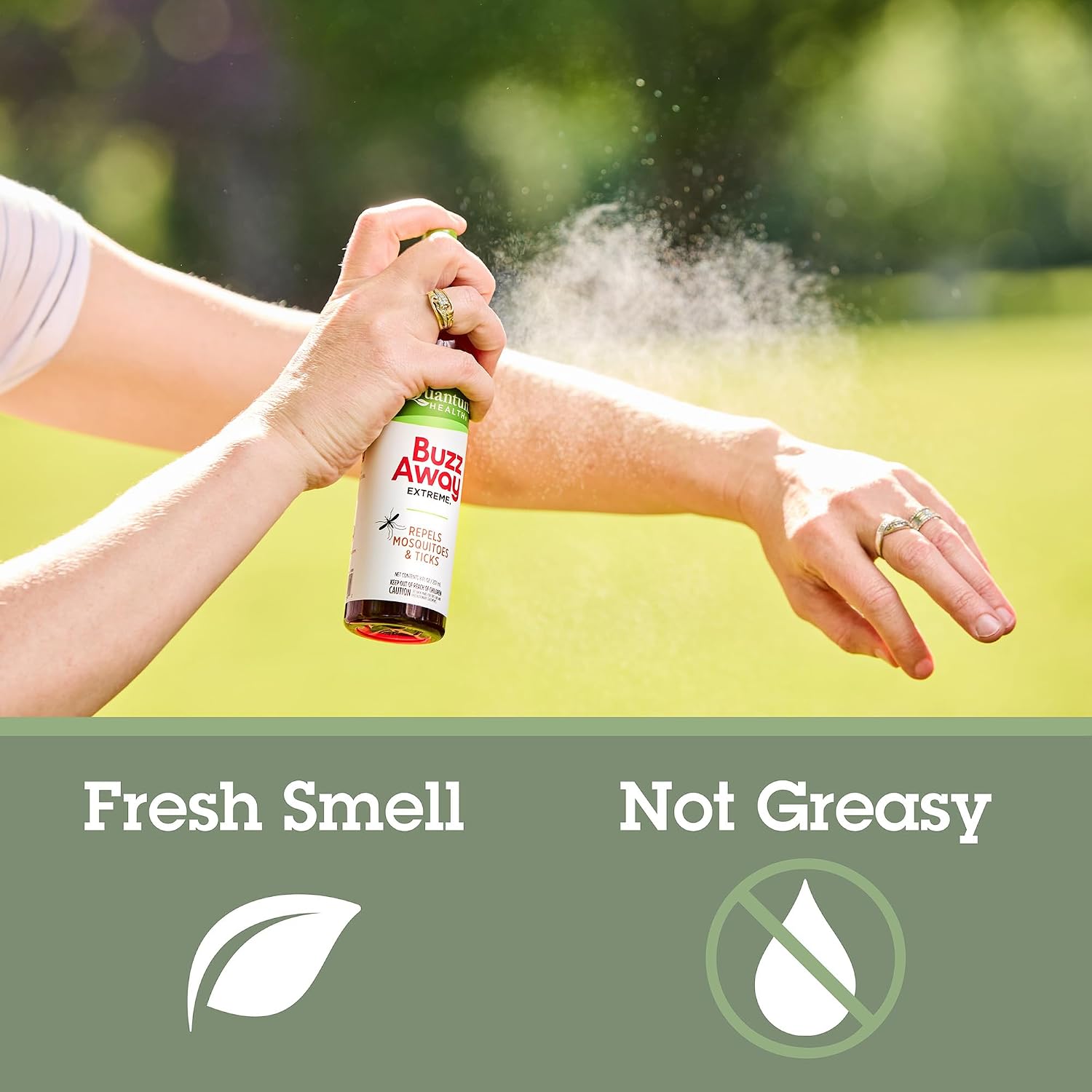 Quantum Health Buzz Away Extreme Mosquito & Tick DEET-Free Repellent, 8 oz | Effective Outdoor Bug Spray, Kid-Friendly, Geraniol, Peppermint, Citronella, Thyme & Clove, Independent Field Tested