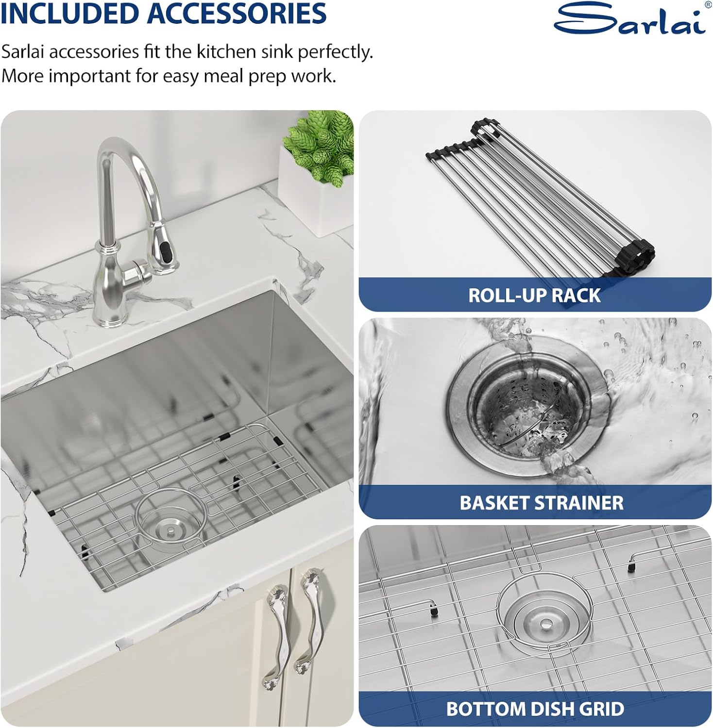 Sarlai 21 Inch Undermount Laundry Sink 21x18x12 Inch Undermount Laundry Utility Sink Deep Single Bowl 16 Gauge Stainless Steel Laundry Tub Sinks