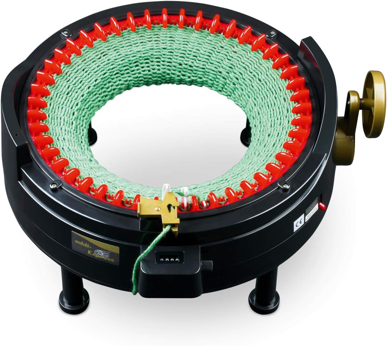 Addi Express King Size Knitting Machine Kit Extended Version with Manual Counter Includes: 46 Needles, Knitting Machine, Pattern Book, Express Hook