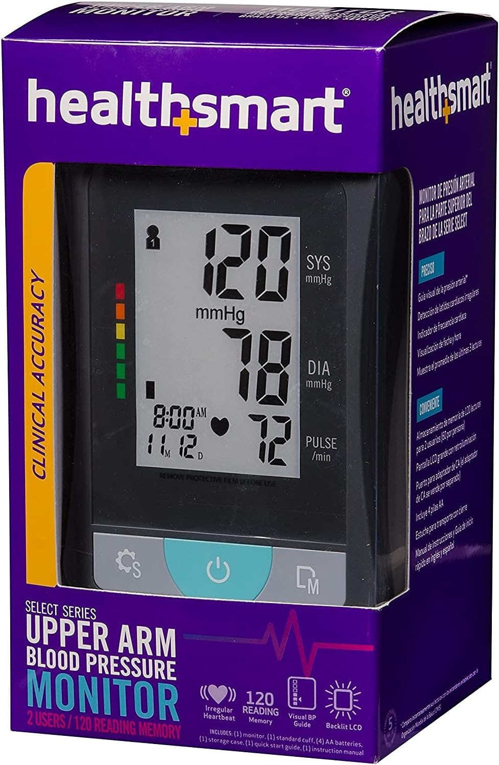 HealthSmart Digital Standard Wrist Blood Pressure Monitor with Automatic Adult Cuff That Displays Pulse Rate and Irregular Heartbeat Stores up to 60 Readings for 2 Users