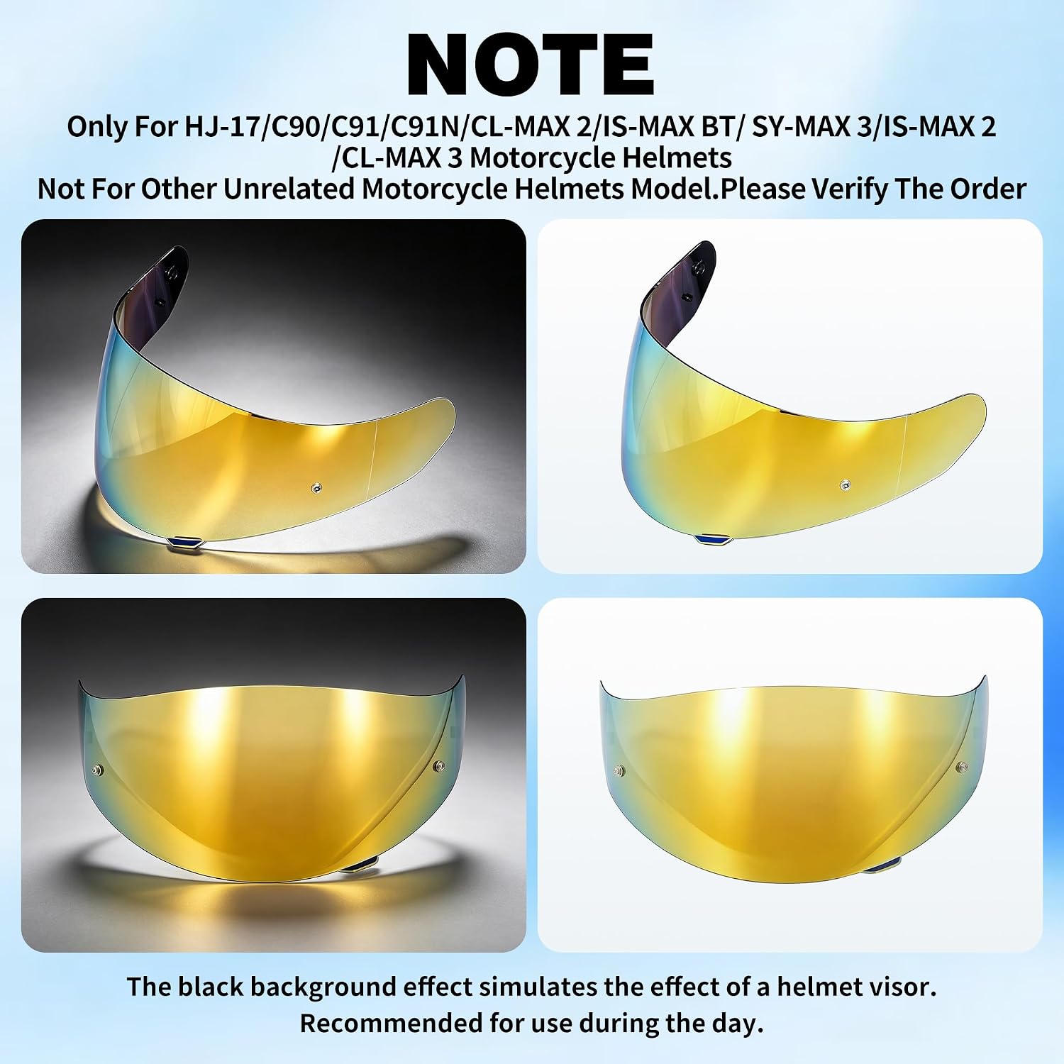 VCOROS C91 Helmet Shield for HJ-17 C90 C91N CL-MAX 2 IS-MAX BT SY-MAX 3 | UV400 Protection,Tinted Face Shield for HJ-17 C90 C91N CL-MAX 2 IS-MAX BT SY-MAX 3 IS-MAX 2 CL-MAX 3 Visor Replacement