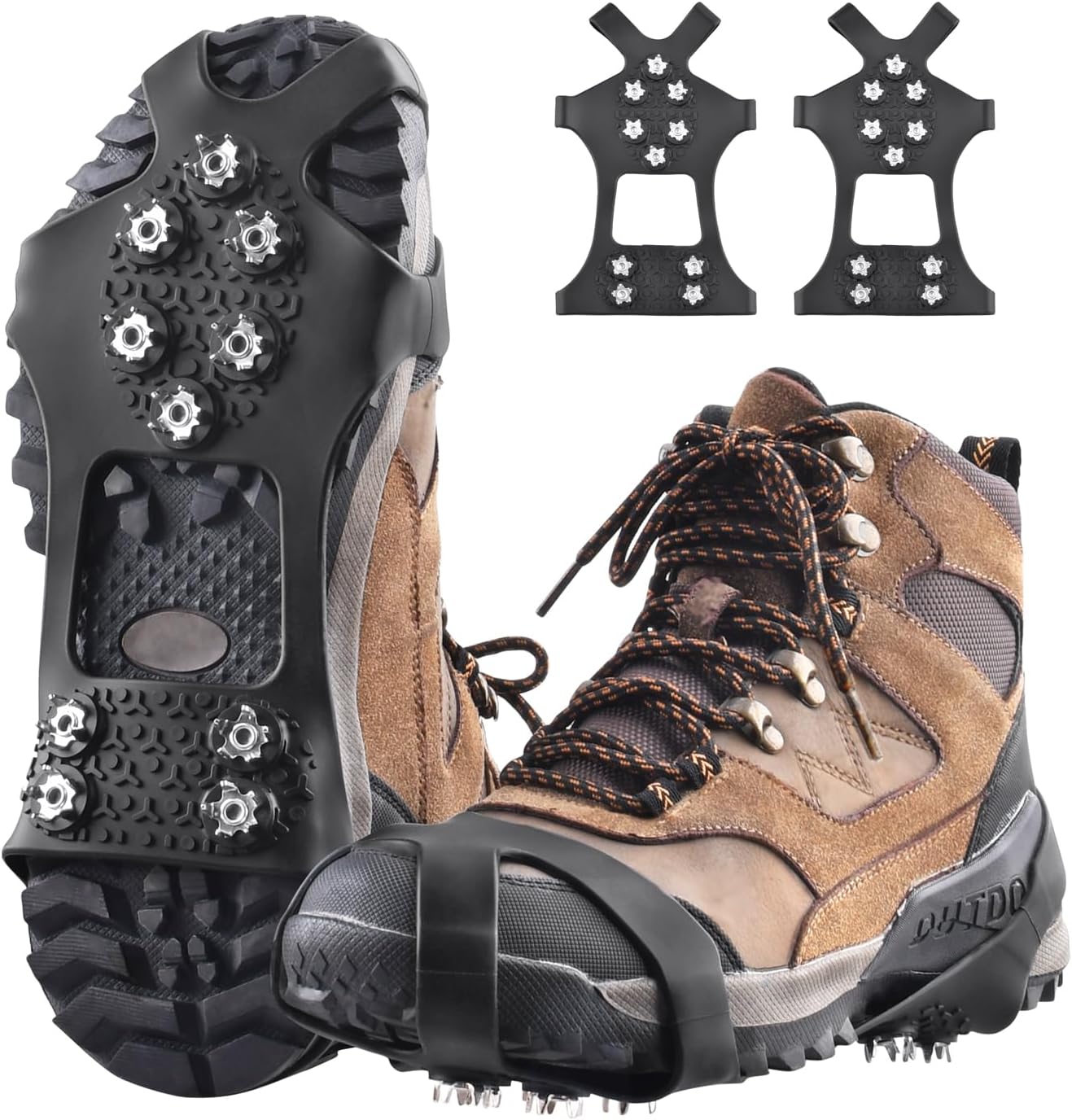 Ice Cleats for Shoes and Boots Anti Slip Ice Grips Snow Crampons Traction Cleats Hiking Fishing Walking Gear