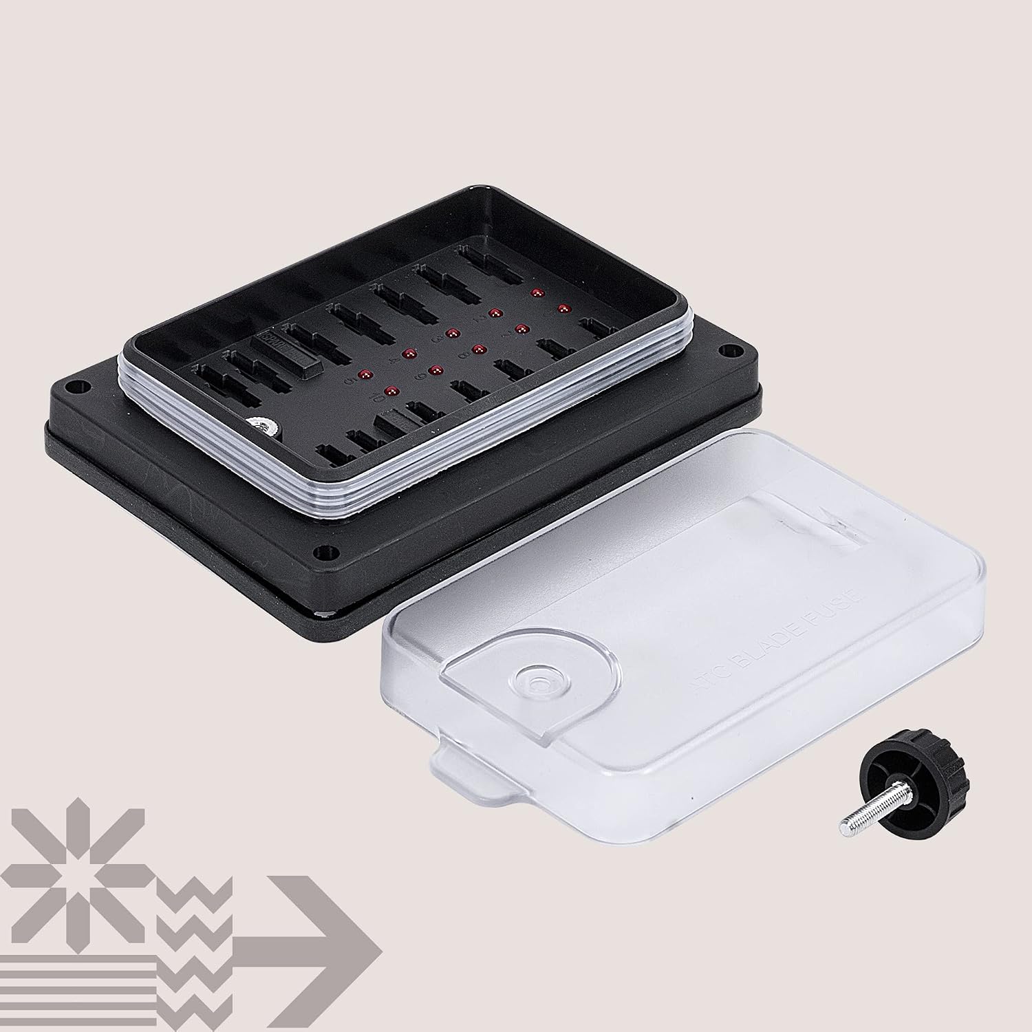 True Mods 10 Way Waterproof Fuse Box for Automotive [ATC/ATO Blade Fuses] [250 Amp] [Up to 25A per Socket] [LED Indicator] [12V - 32V DC] Auto