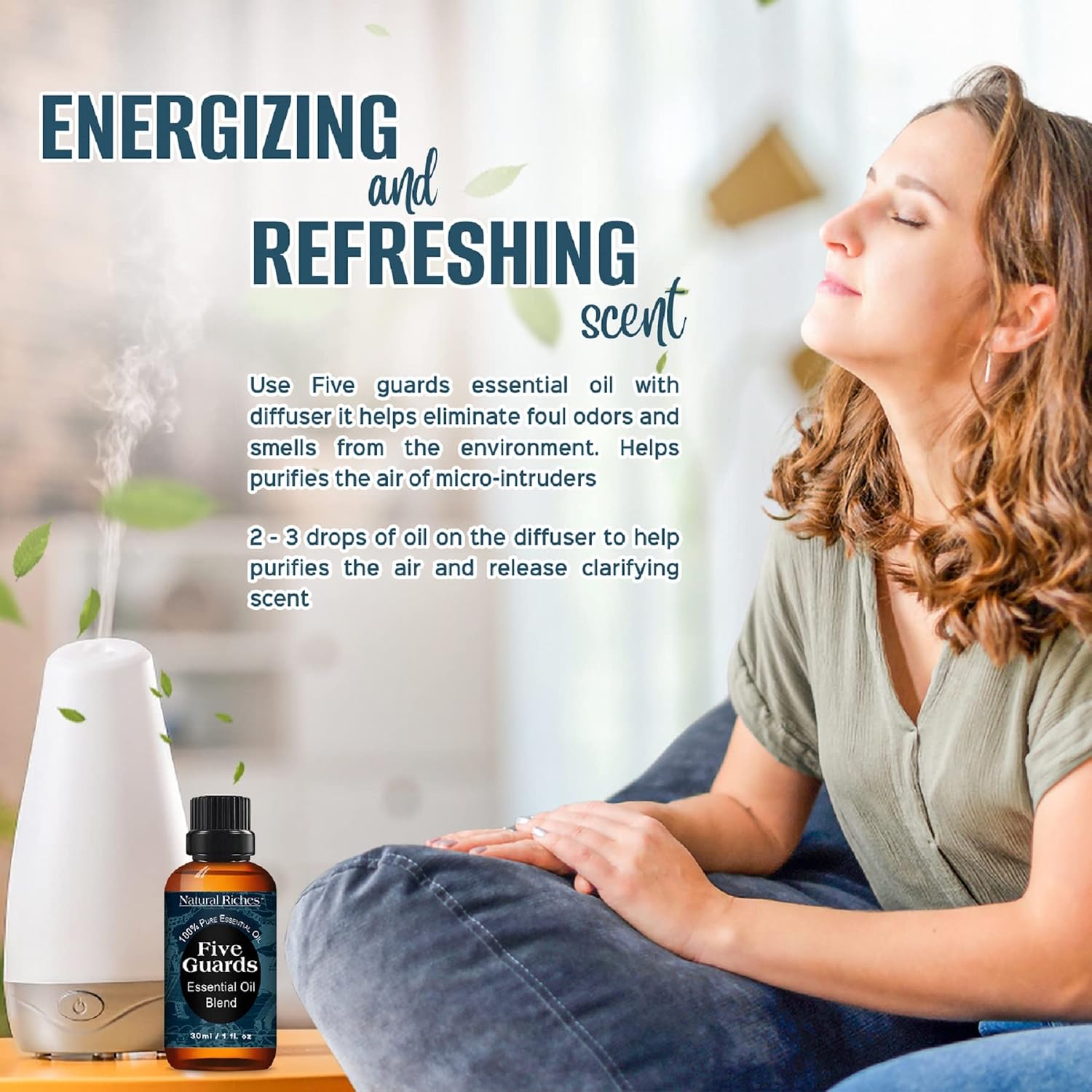 Five Guards Essential Oil Blend 30 ml Health Shield for Aromatherapy | With Clove, Cinnamon, Lemon, Rosemary & Eucalyptus - Natural Riches