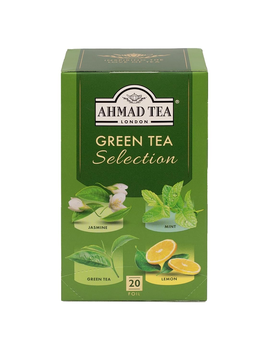 Ahmad Tea Green Tea, Evergreen Selection Pack Teabags, 60 Foil Teabags - Caffeinated & Sugar-Free