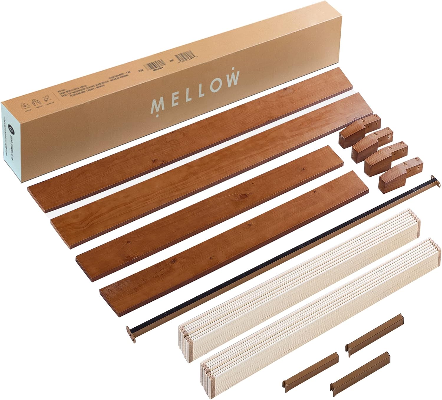 Mellow Naturalista Classic - 12 Inch Solid Wood Platform Bed with Wooden Slats, No Box Spring Needed, Easy Assembly, Queen, Pine
