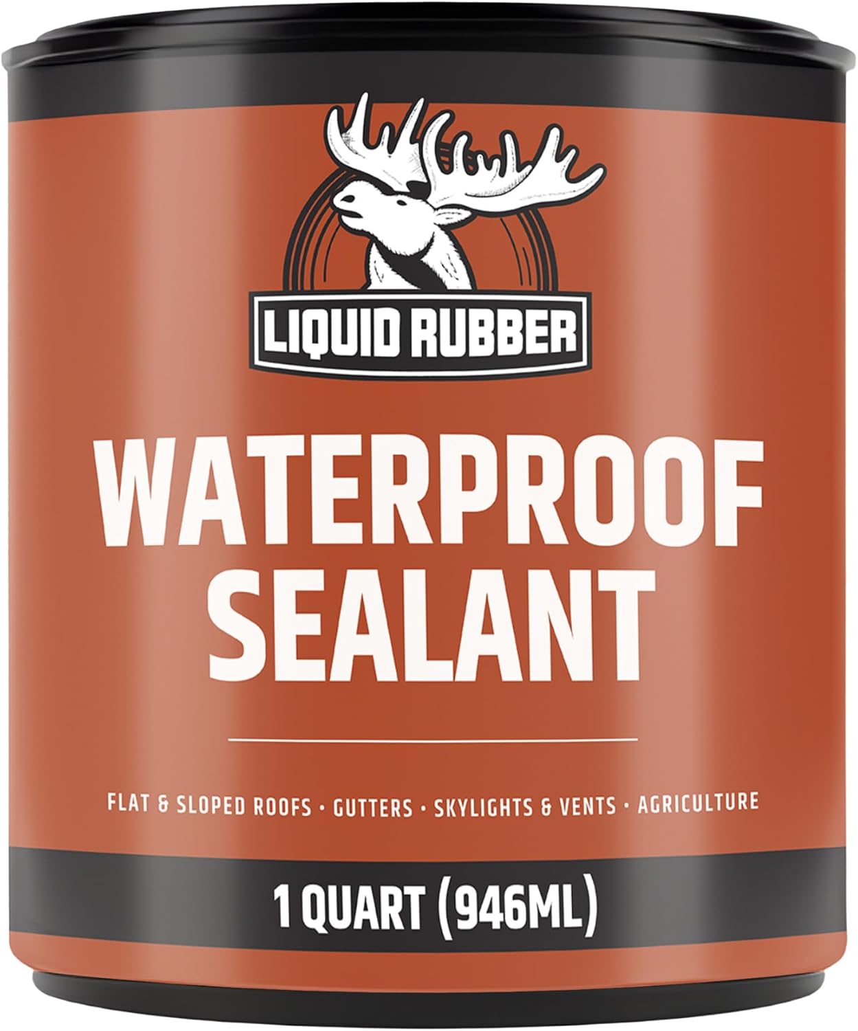 Liquid Rubber Waterproof Sealant - Roof & Gutter Coating, Black, 1 Quart | DIY Leak Repair Coating, Flexible Elastomeric Waterproofing Membrane for Flat & Low-Slope Roofs, Gutters, Concrete, Plywood