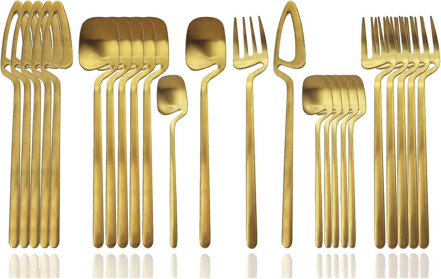 JASHII Silverware Set Satin Finish 24-Piece Stainless Steel Flatware Set Kitchen Utensil Set Service for 6 Tableware Cutlery Set Dishwasher Safe