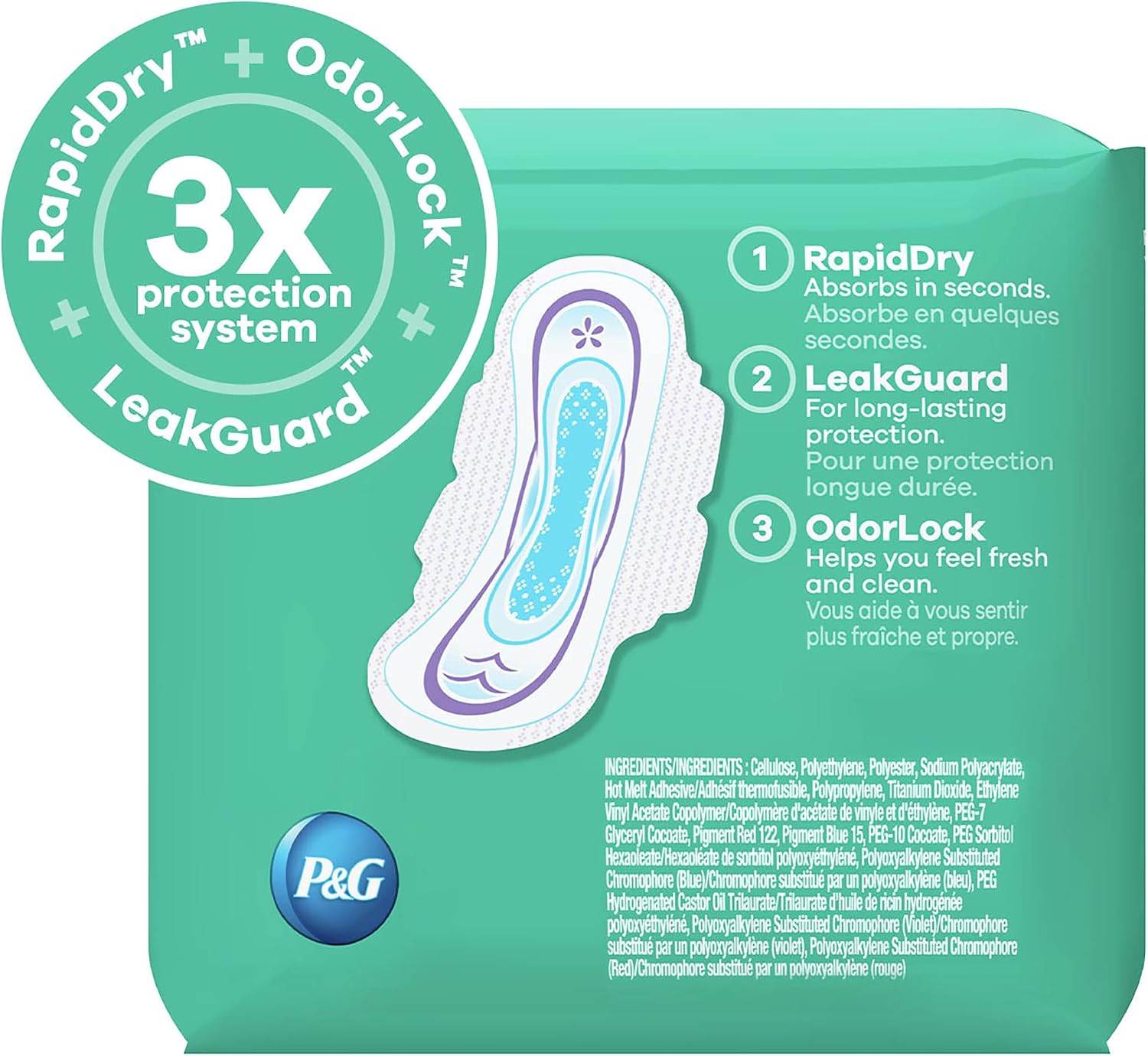 Always Ultra Thin Pads Size 1 Regular Absorbency Unscented with Wings, 10 Count, Packaging may vary