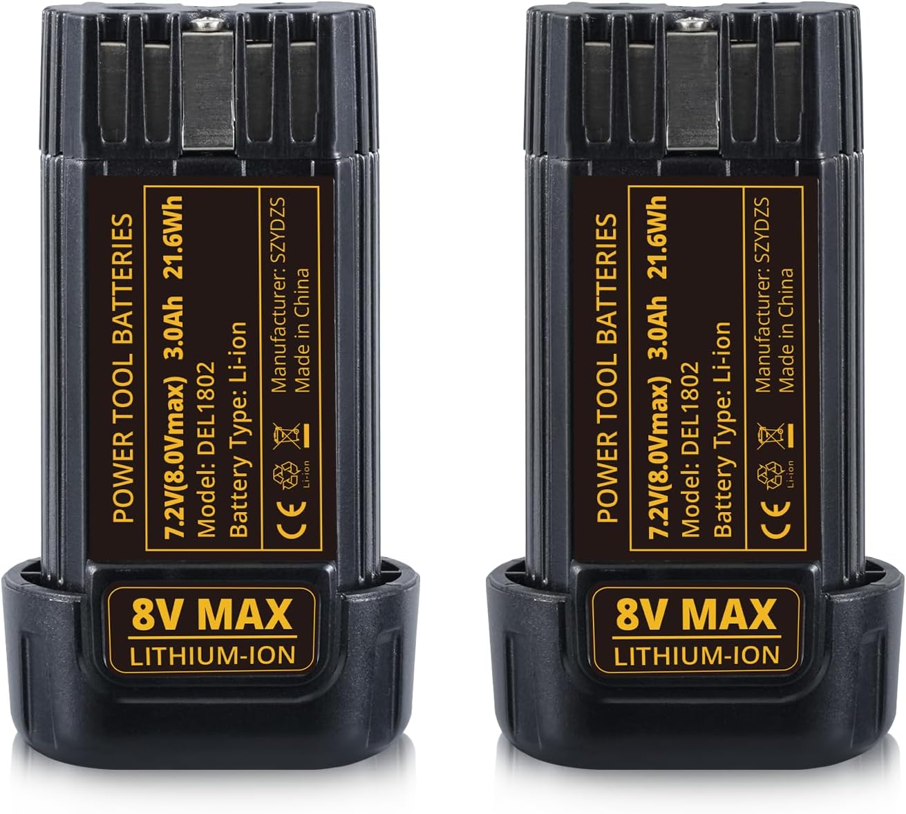 3.0Ah DCB080 Battery Replacement for Dewalt 8V Battery 2Pack | Fits DCF680N1 DW4390 DCF680N2 DCF680G2