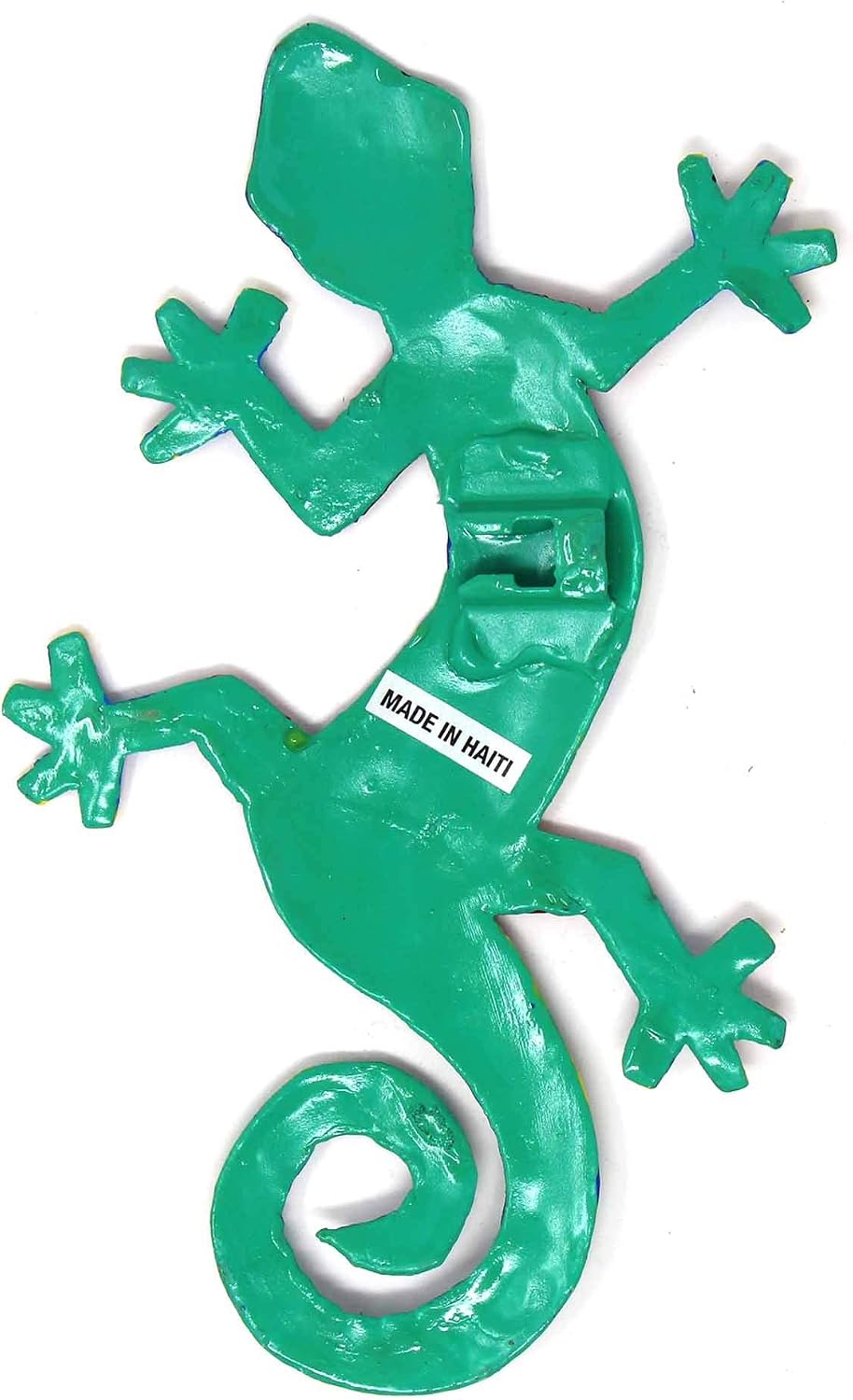 Global Crafts 8" Painted Gecko Recycled Haitian Metal Wall Art Blue Green, Florida