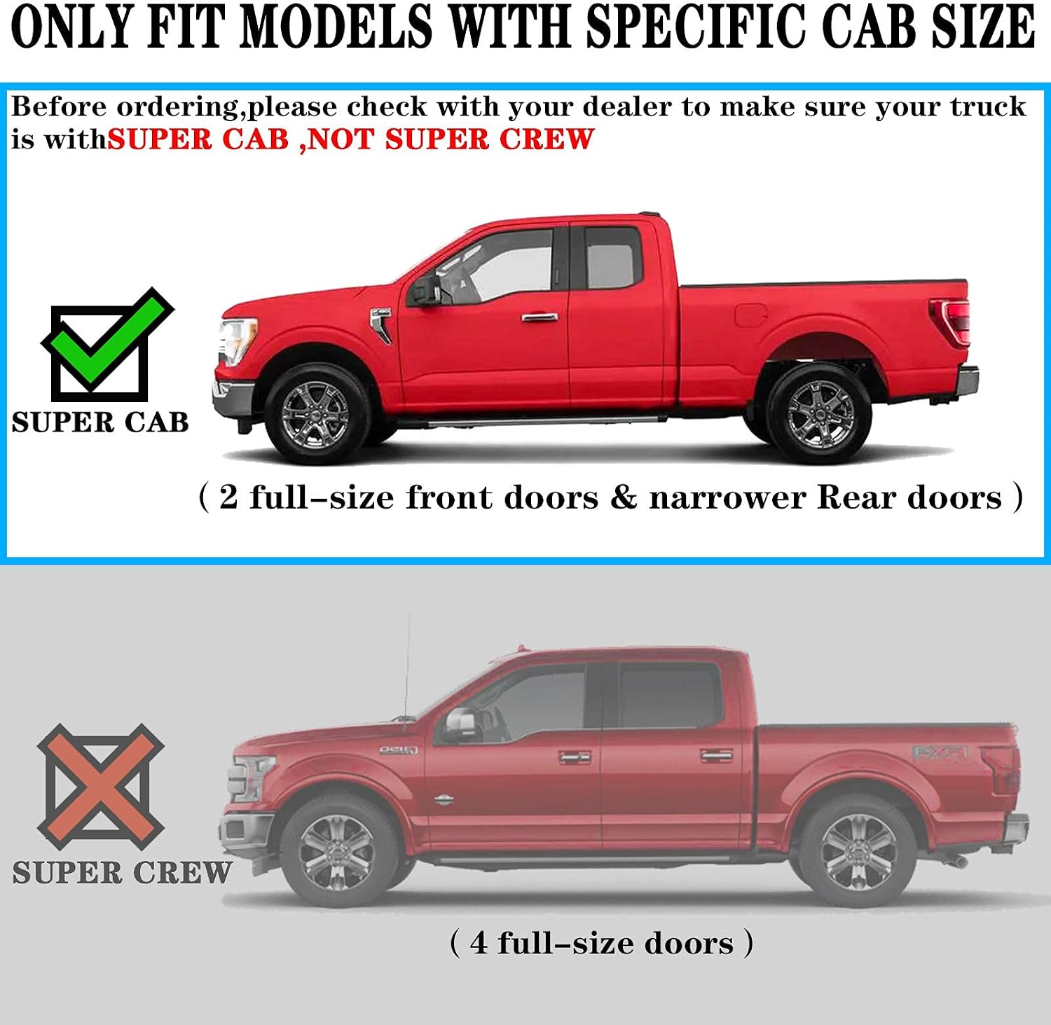COMNOVA Pair Running Board for 2017-2026 Ford F250 Superduty Crew Cab