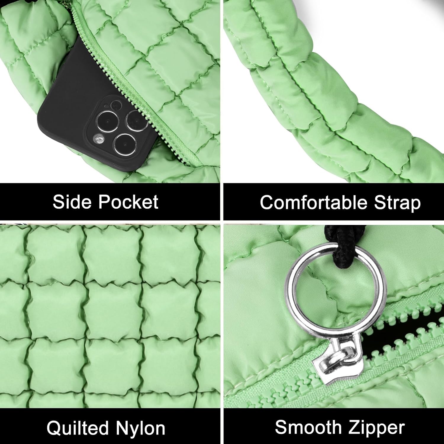 Puffer Tote Bag for Women Large Quilted Puffy Lightweight Carryall Crossbody Tote Bag for Women