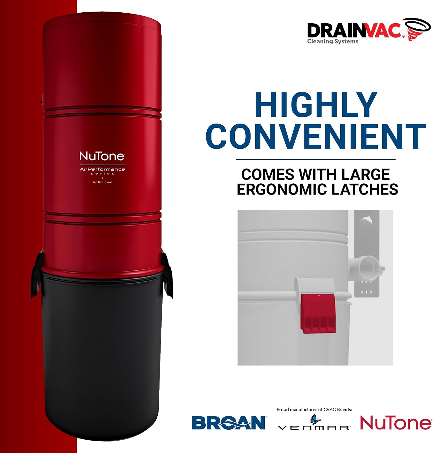 Drainvac Broan-nutone 550 Air watts Residential Central Vacuum System - Anti-Vibration, Powerful Suction