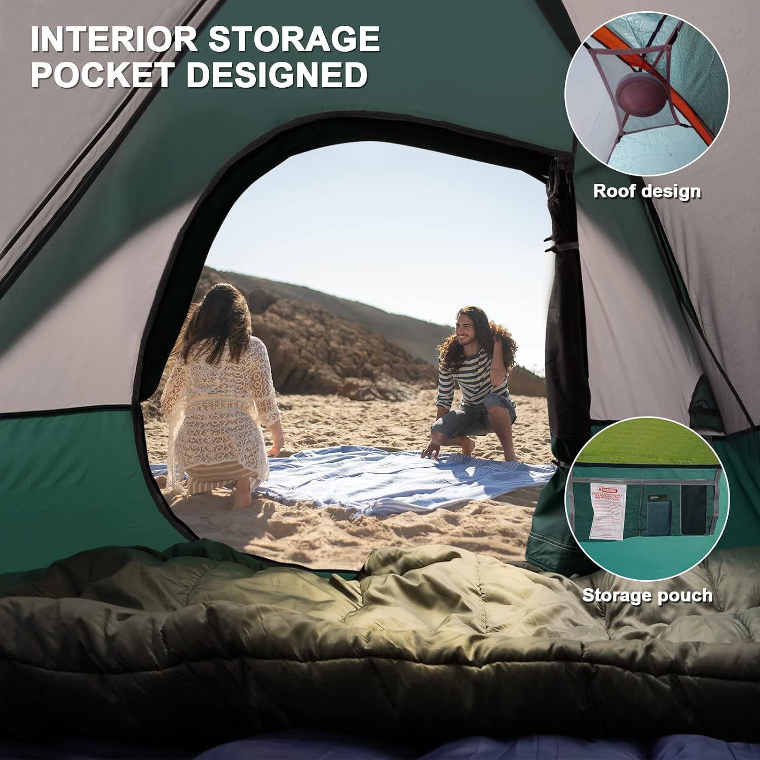 Camping Tent 2-4 Person, Waterproof Windproof Tent with Rainfly Easy Set up-Portable Dome Tents for Camping…