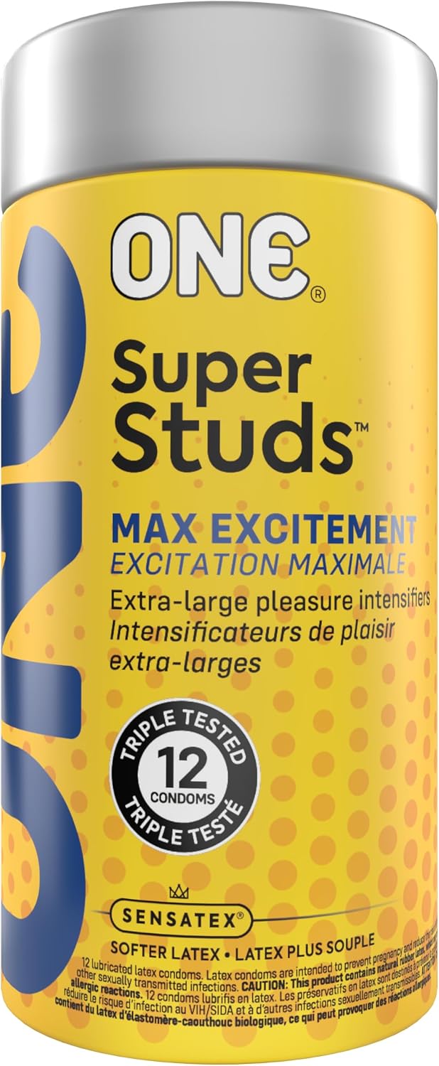 ONE® Condoms Super Studs | Studded Condoms, Textured Condoms, Latex Condoms 12 Pack
