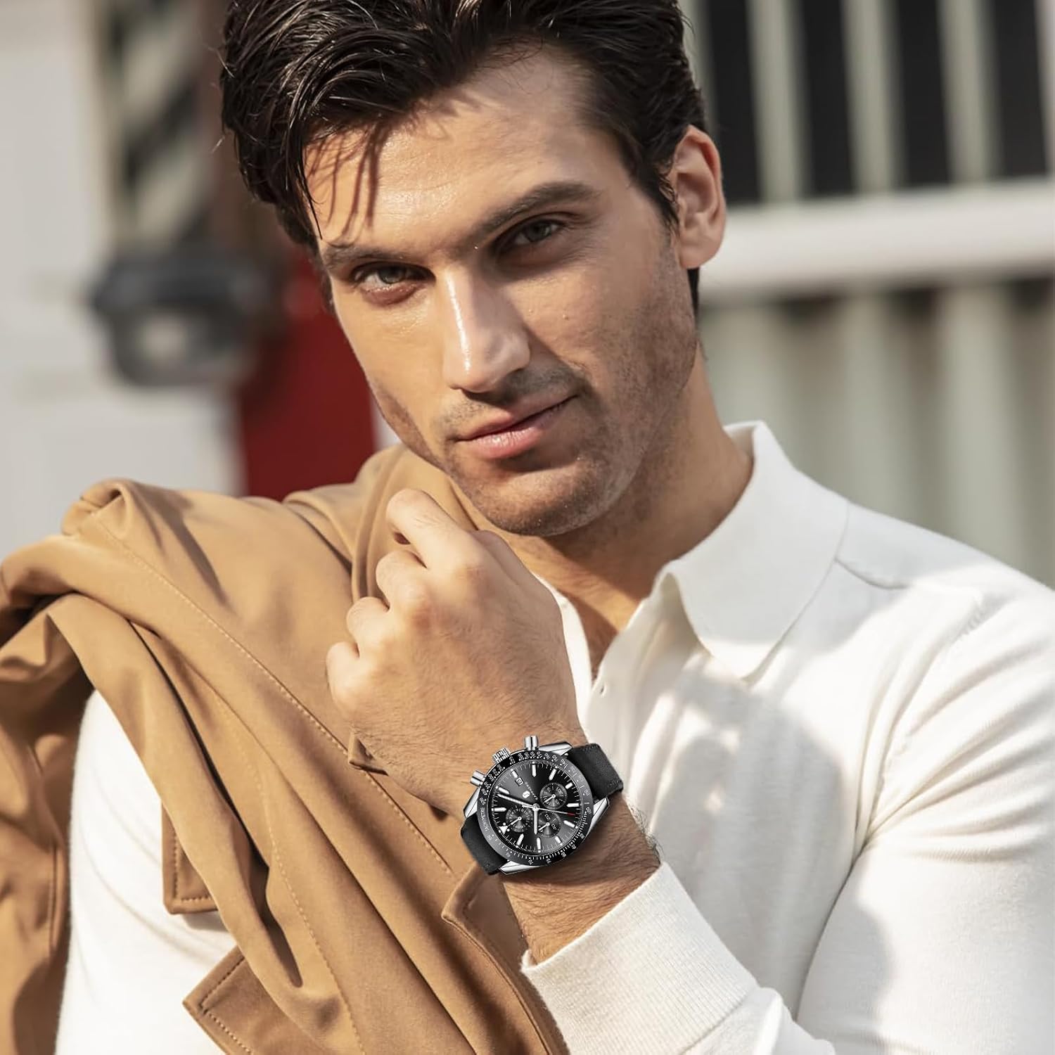 BENYAR Watch for Men Analog Quartz Chronograph Waterproof Luminous Designer Mens Wrist Watches Business Work Sport Casual Dress Watch with Silicone Strap Elegant Gifts for Men