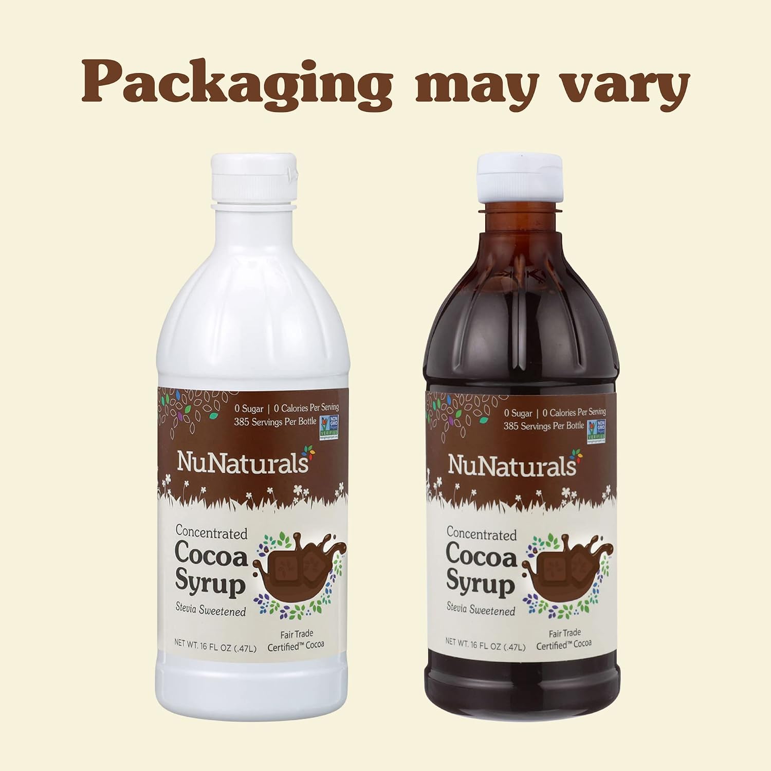 NuNaturals Stevia Syrup Sweetener, Chocolate, Sugar-Free, 16 oz
