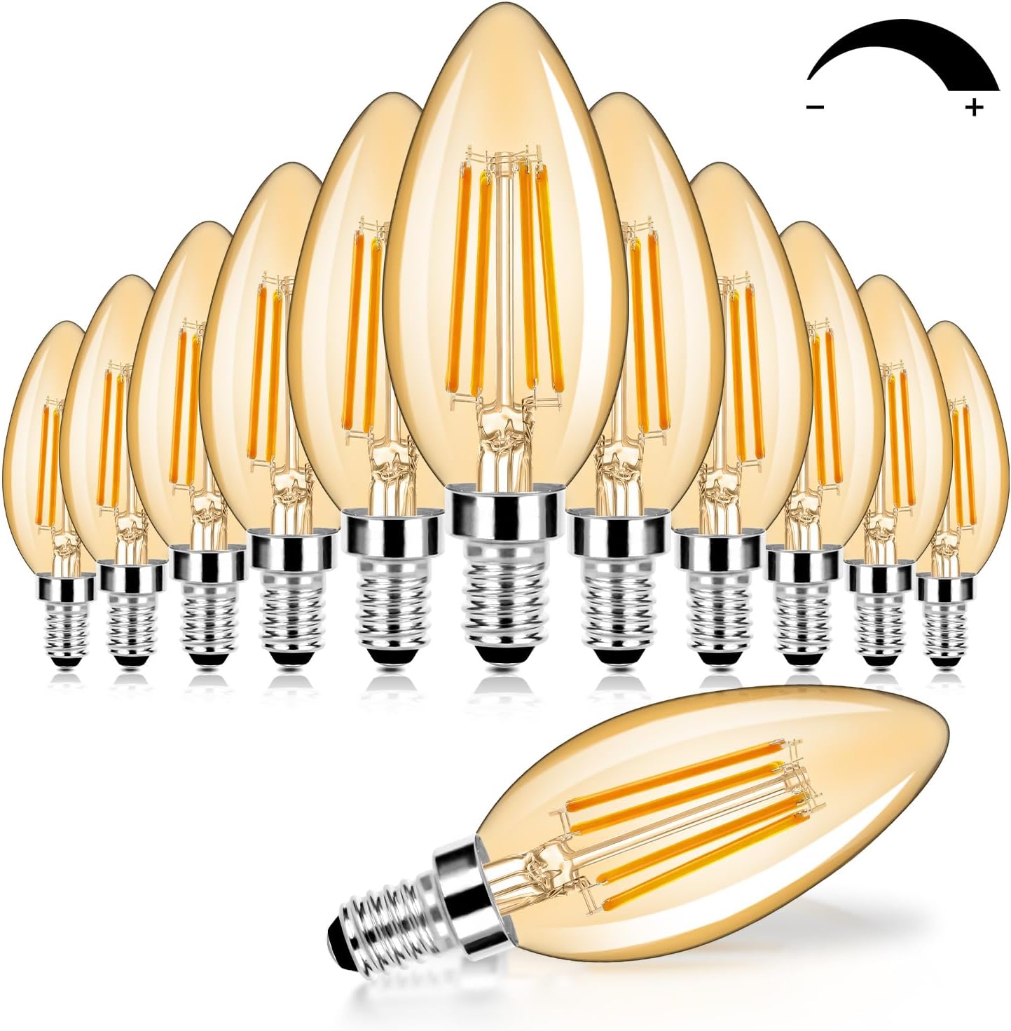BesLowe 12-Pack Dimmable E12 LED Candelabra Bulbs 60W Equivalent, 2700K