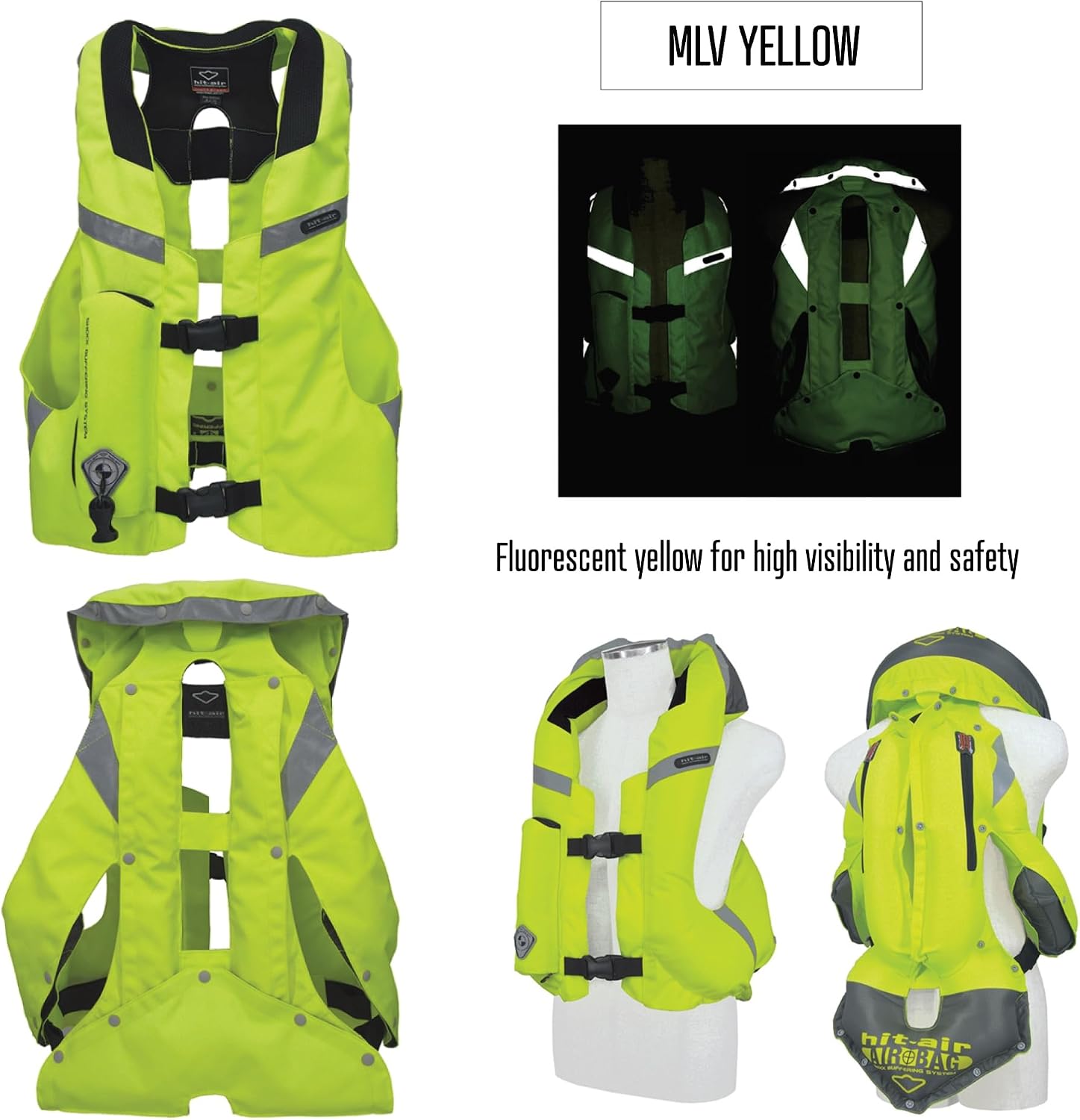 Hit-Air MLV Airbag Vest – Motorcycle Safety Vest with Automatic CO2 Deployment – Lightweight, Reusable, Adjustable Fit – Unisex Protective Riding Harness