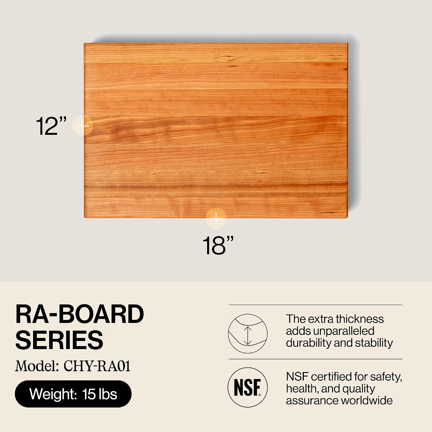 John Boos Handle Boards Series Rectangular Wooden Maple Cutting Board 24”x18” – 2.25” Thick, 30-lb Reversible Butcher Block with Juice Groove, Edge-Grain & Metal Handles