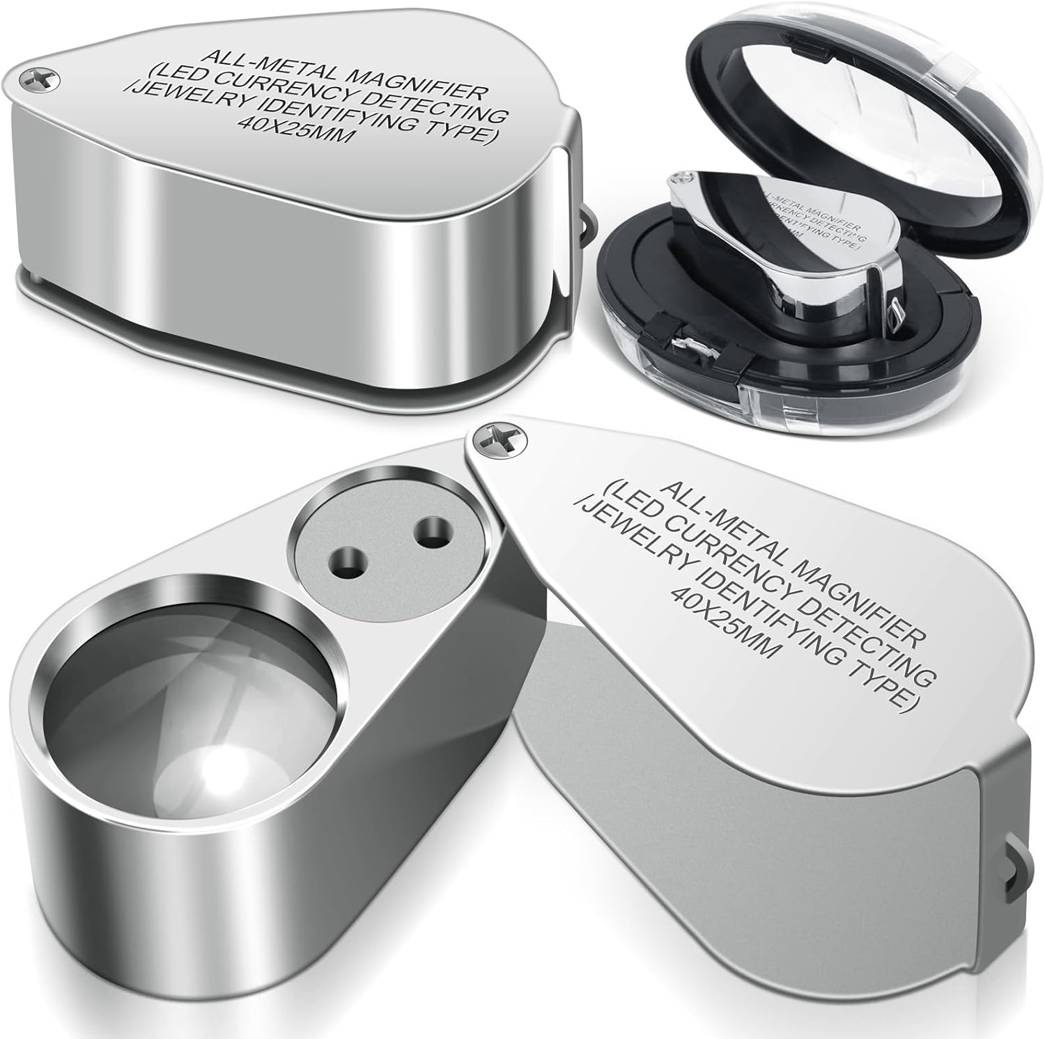 Leffis 40X Jewelers Loupe Magnifier LED/UV Illuminated Magnifying Glasses