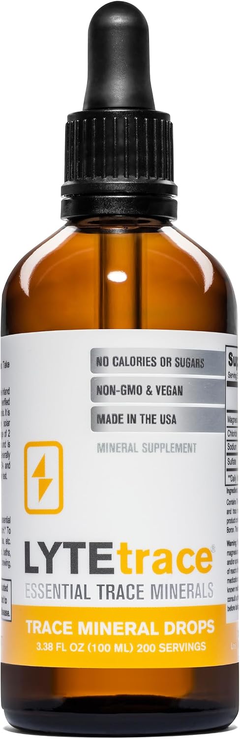 LyteLine Trace Mineral Drops 100ml x 200 Servings - Max-Absorption Ionic Natural Low Sodium Trace Minerals Concentrate to Balance the Body's pH