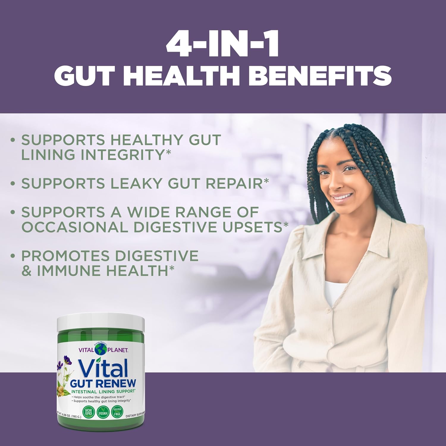 Vital Planet - Vital Gut Renew Powder Supplement for Leaky Gut Repair with L-Glutamine, Marshmallow and Ginger Root