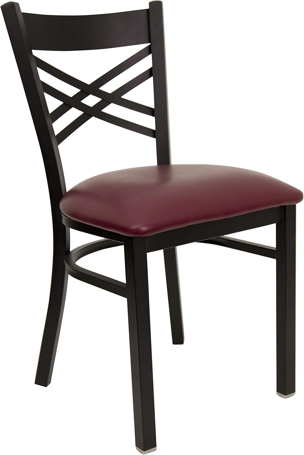 Flash Furniture Hercules Series "X" Back Metal Restaurant Chairs, Modern Upholstered Armless Dining Chairs for Restaurants/Kitchens, Set of 2, Black