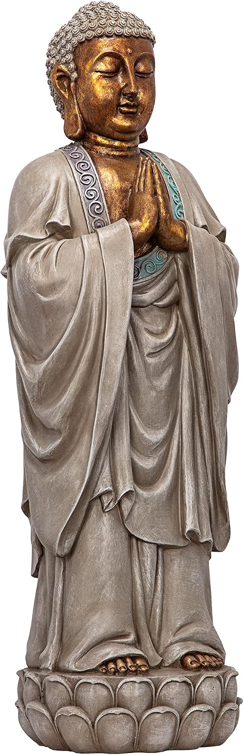 Design Toscano Jolly Hotei Laughing Man Asian Decor Indoor/Outdoor Garden Statue, 26 inches tall, Cast Stone Resin, Two Tone Stone Finish