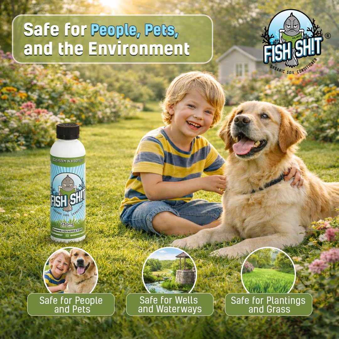 Fish Head Farms Organic Liquid Soil Conditioner, 250 ml, Living Biology for Indoor & Outdoor Plants, Root Growth, Nutrient Uptake & Water Efficiency