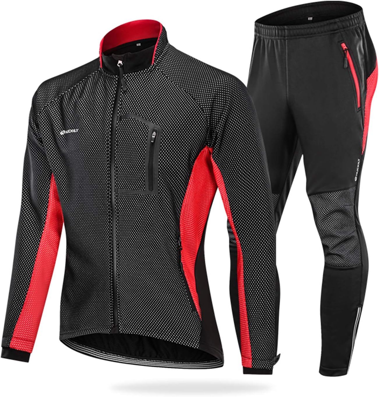 Mens Cycling Suit Windproof Winter Thermal Fleece Sportswear Clothing Set Riding Jersey Jacket & 3D Padded Pants Trousers