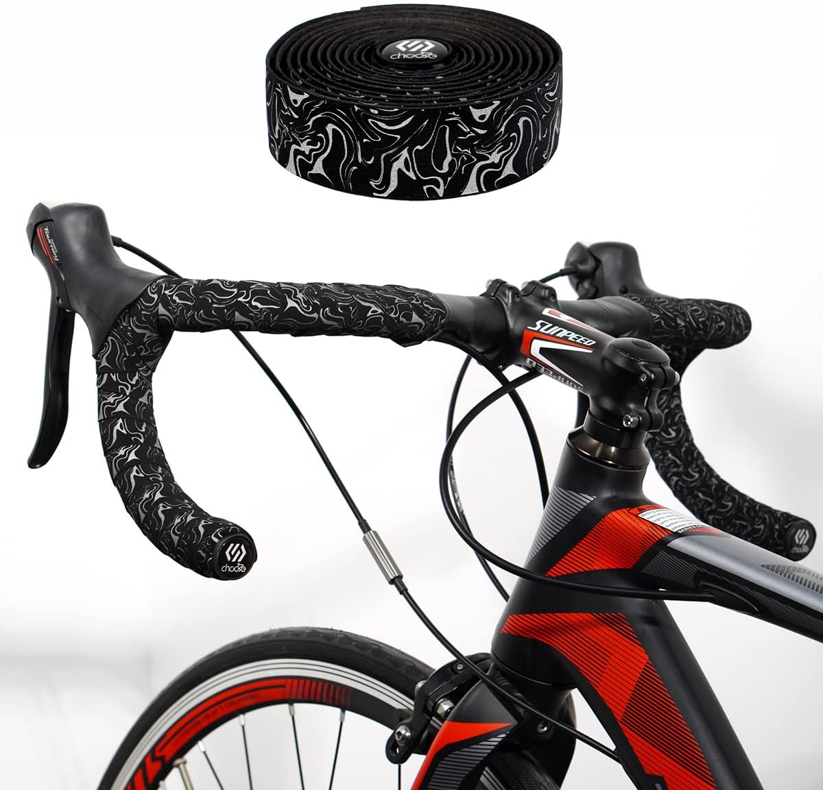 Chooee Road Bike Handlebar Tape,2PCS Bicycle Bar Tape,Red/Blue/Green/Yellow/Orange/Purple/Silver/Black