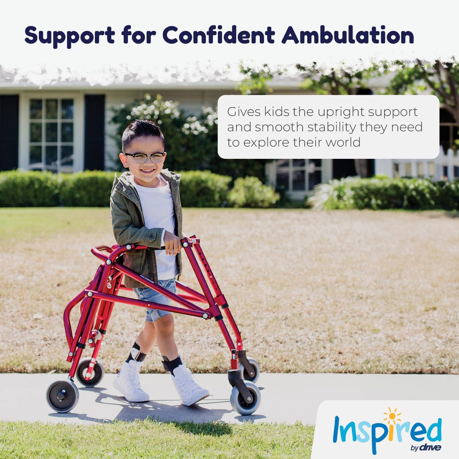 Inspired by Drive KA2200-2GKB Nimbo Posterior Walker, Knight Blue | Pediatric Posterior Walker Offers Lightweight, Adjustable Support to Help Children Build Walking Confidence