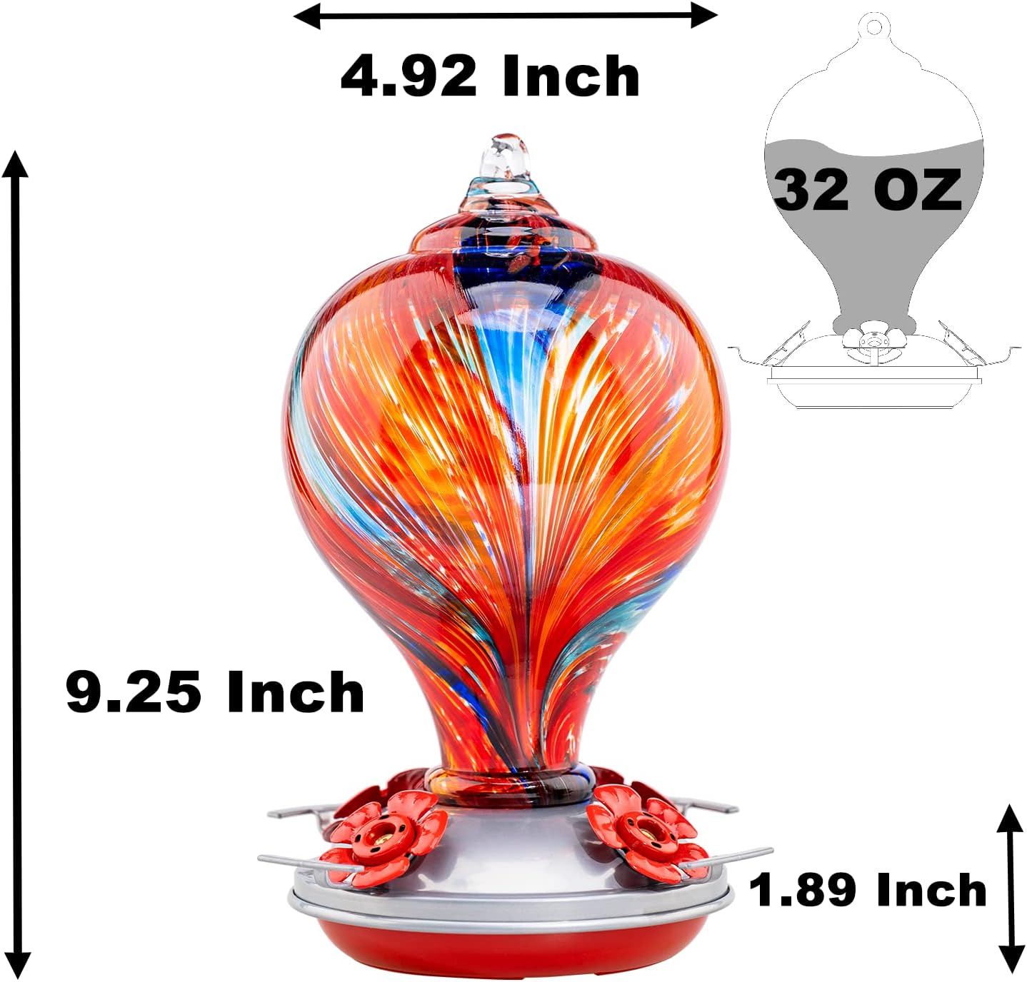 Muse Garden 32OZ Humming Bird Feeder Ant Moat,Gifts for Bird Lover,Gardening Backyard Decor Hummingbird Nectar Capacity,Nebula
