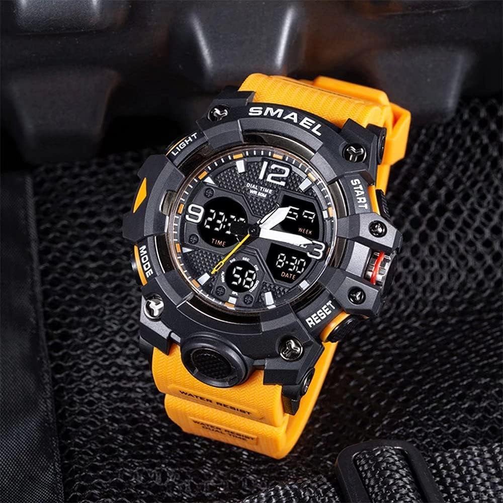 Gosasa Men's Large Face Outdoor Sports Watches Military S-Shock Watch Waterproof, Backlight, Alarm, Stopwatch Features - Rugged Wristwatch for Training, Hiking, and Adventure