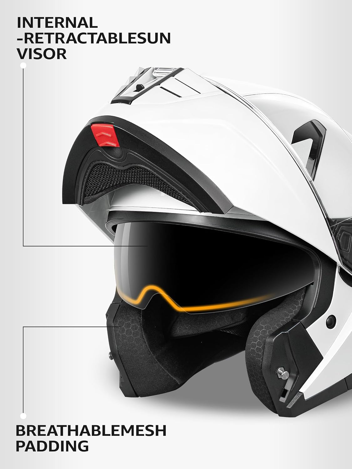 Motorcycle Modular Full Face Helmet DOT Approved - YEMA Helmet YM-925 Motorbike Casco Moto Moped Street Bike Racing Helmet with Sun Visor for Adult Youth Men and Women