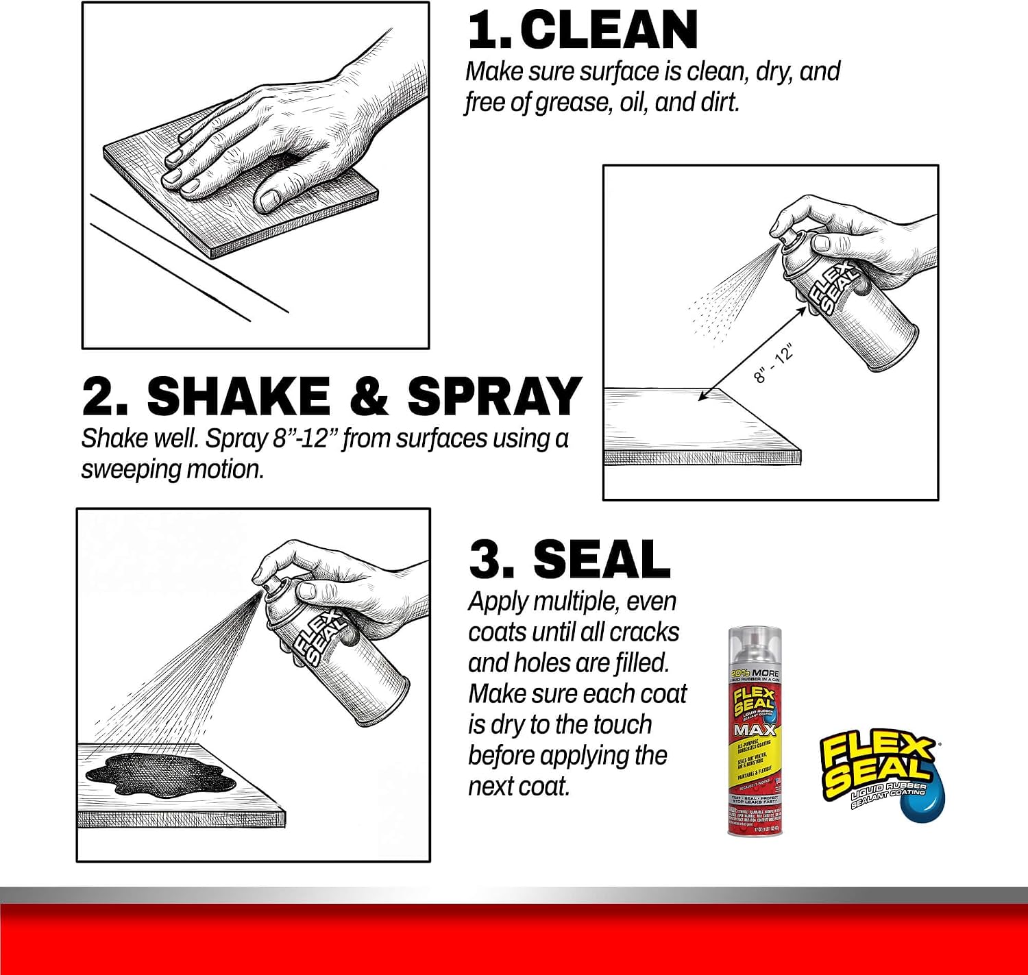 Flex Seal, 14 oz, 2-Pack, Black, Stop Leaks Instantly, Waterproof Rubber Spray On Sealant Coating, Perfect for Gutters, Wood, RV, Campers, Roof Repair, Skylights, Windows, and More