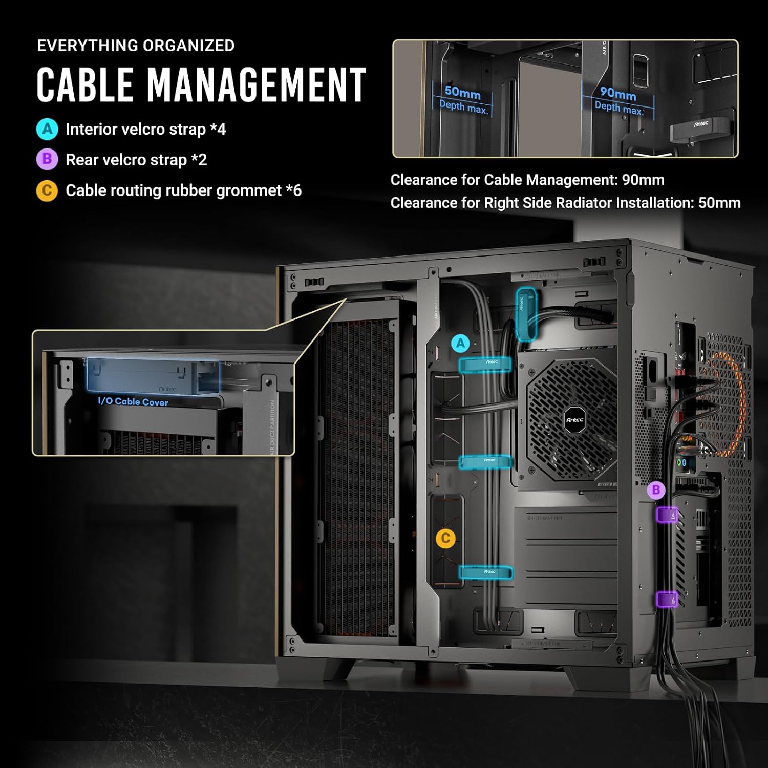 Antec C8 Wood, Fans not Included, Wooden Front Panel, Dual-Chamber Layout, Type-C, 360mm Radiator Support, Seamless TG Front & Side Panels, RTX 40 Compatible, Full-Tower E-ATX PC Case
