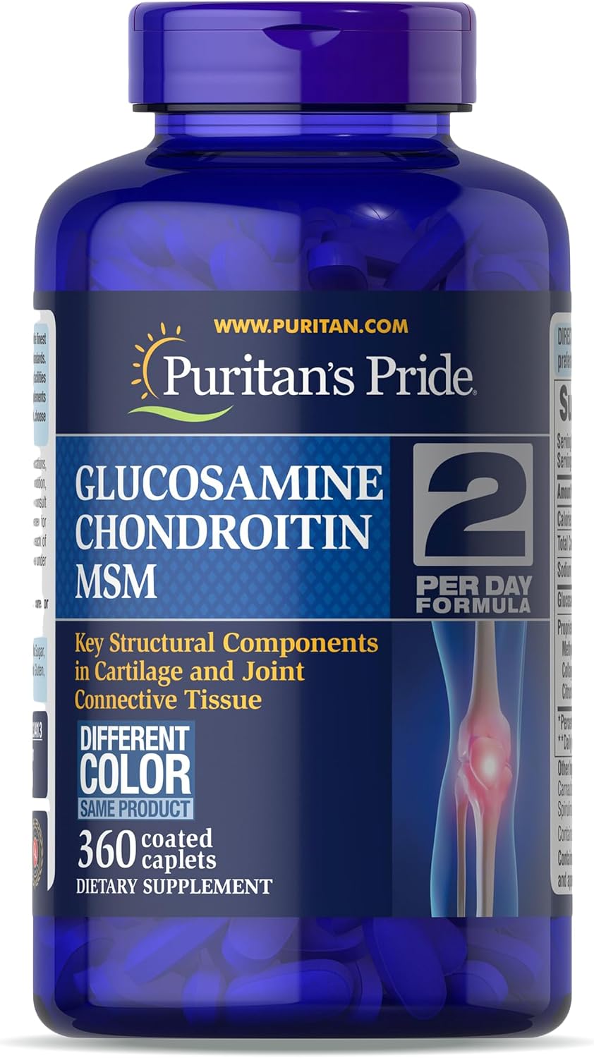 Puritan's Pride Glucosamine Chondroitin MSM, 360 Coated Tablets | Dietary Supplement for Joint Health, 6 Month Supply