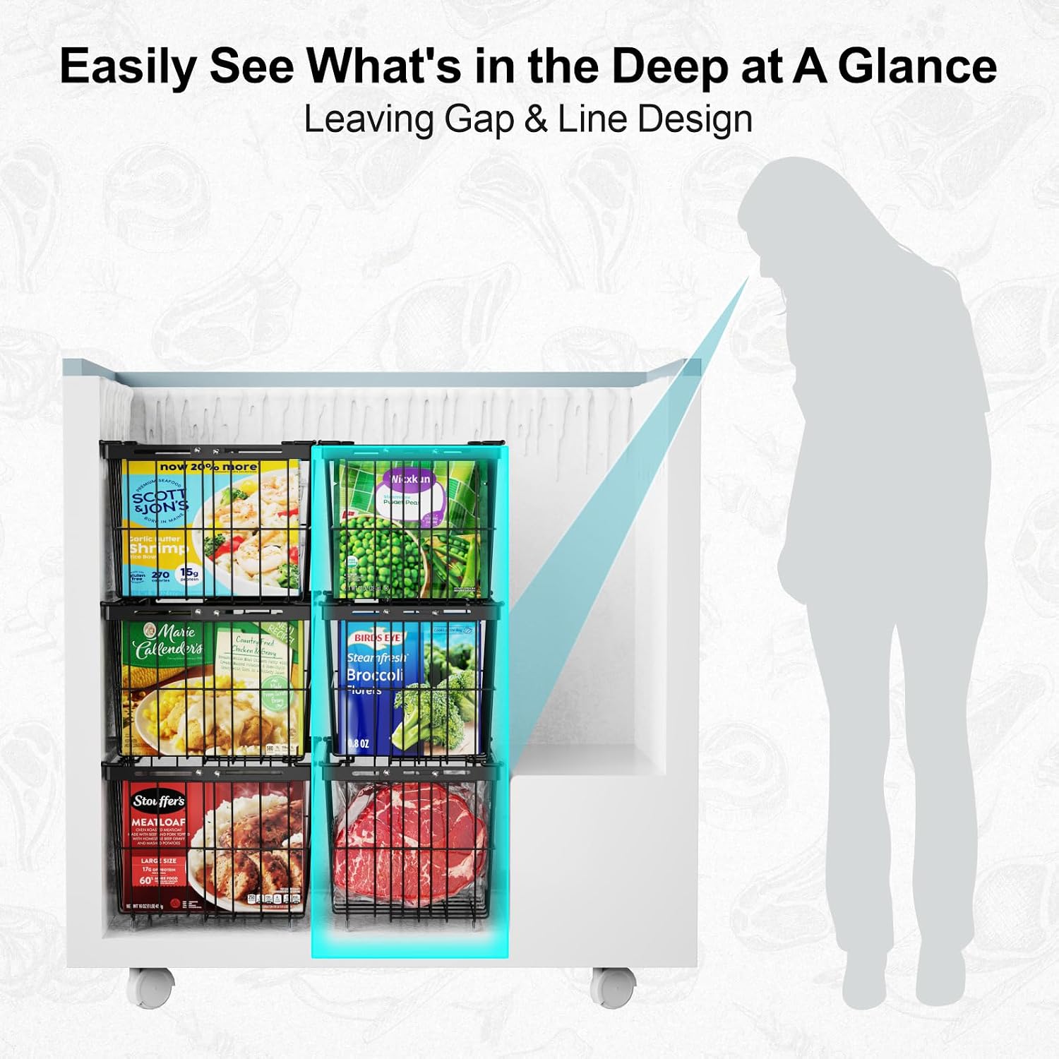 Freezer Organizer Bins - 3 Pack Adjustable Width for 5 to 7 Cu Ft Chest Freezers
