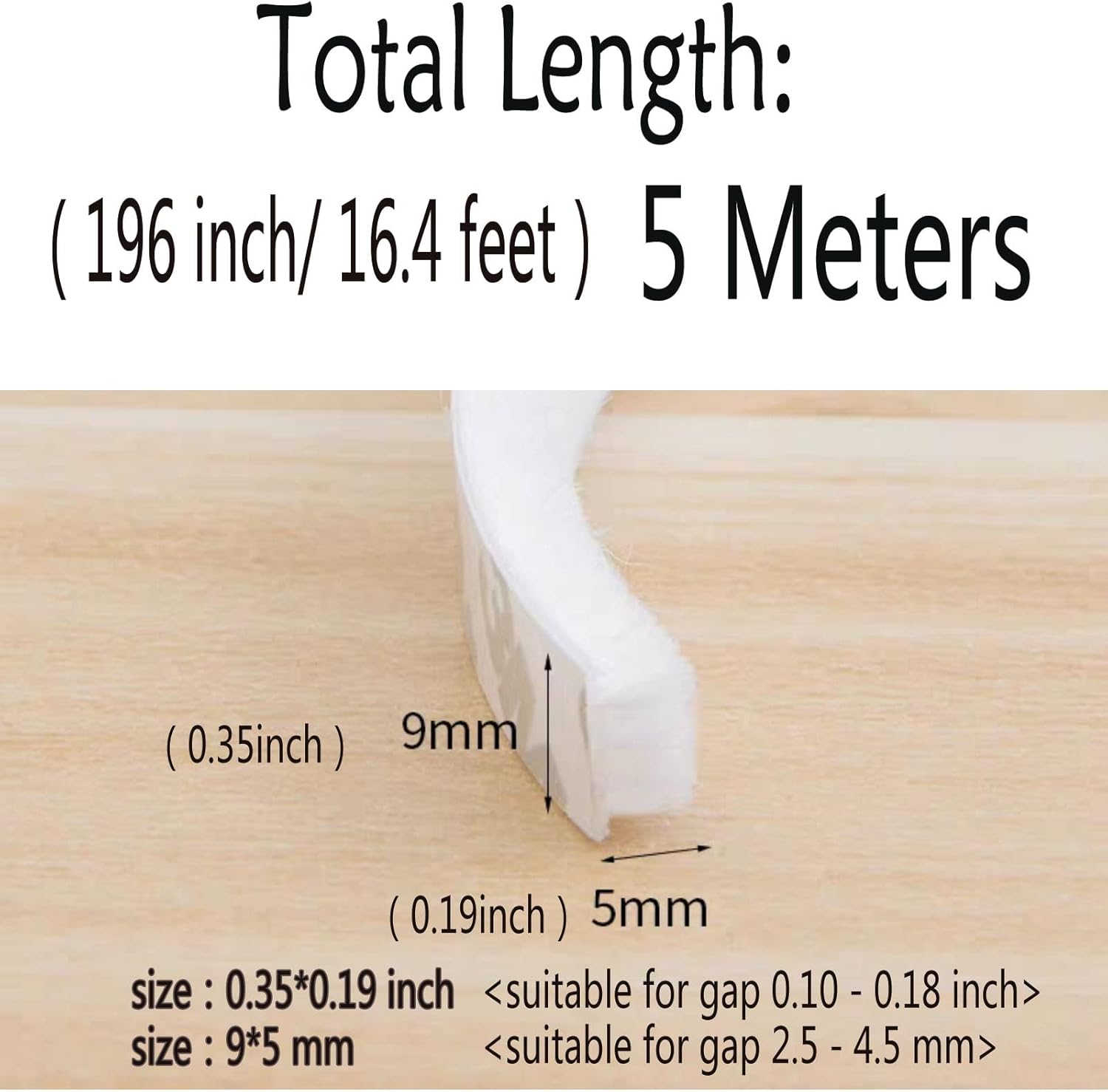 Self-Adhesive Pile Weather Stripping Seal for Sliding Windows and Door Frames, 16.5ft x 11/32 inch, Grey