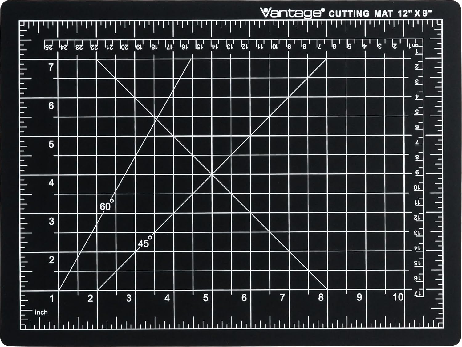 Dahle Vantage 10673 Premium Self-Healing Cutting Mat, 24"x36", 1/2" Grid, 5 Layers for Max Healing, Perfect for Crafts & Sewing, Black