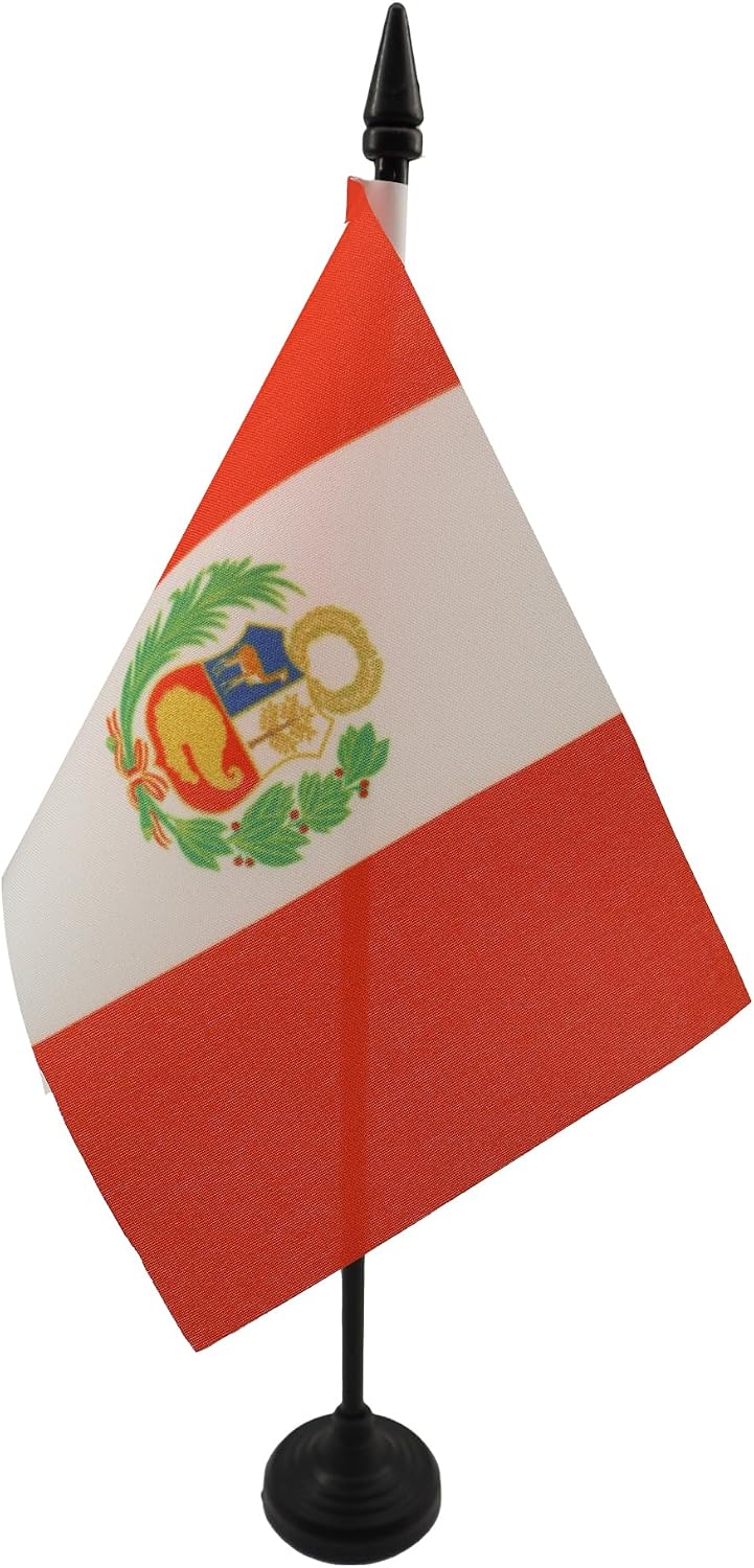 AZ FLAG Nicaragua Table Flag 4x6 in 100D Polyester Plastic Base | Indoor use Nicaraguan 15x10 cm desk flag stitched finish with reinforced edges with plastic pole
