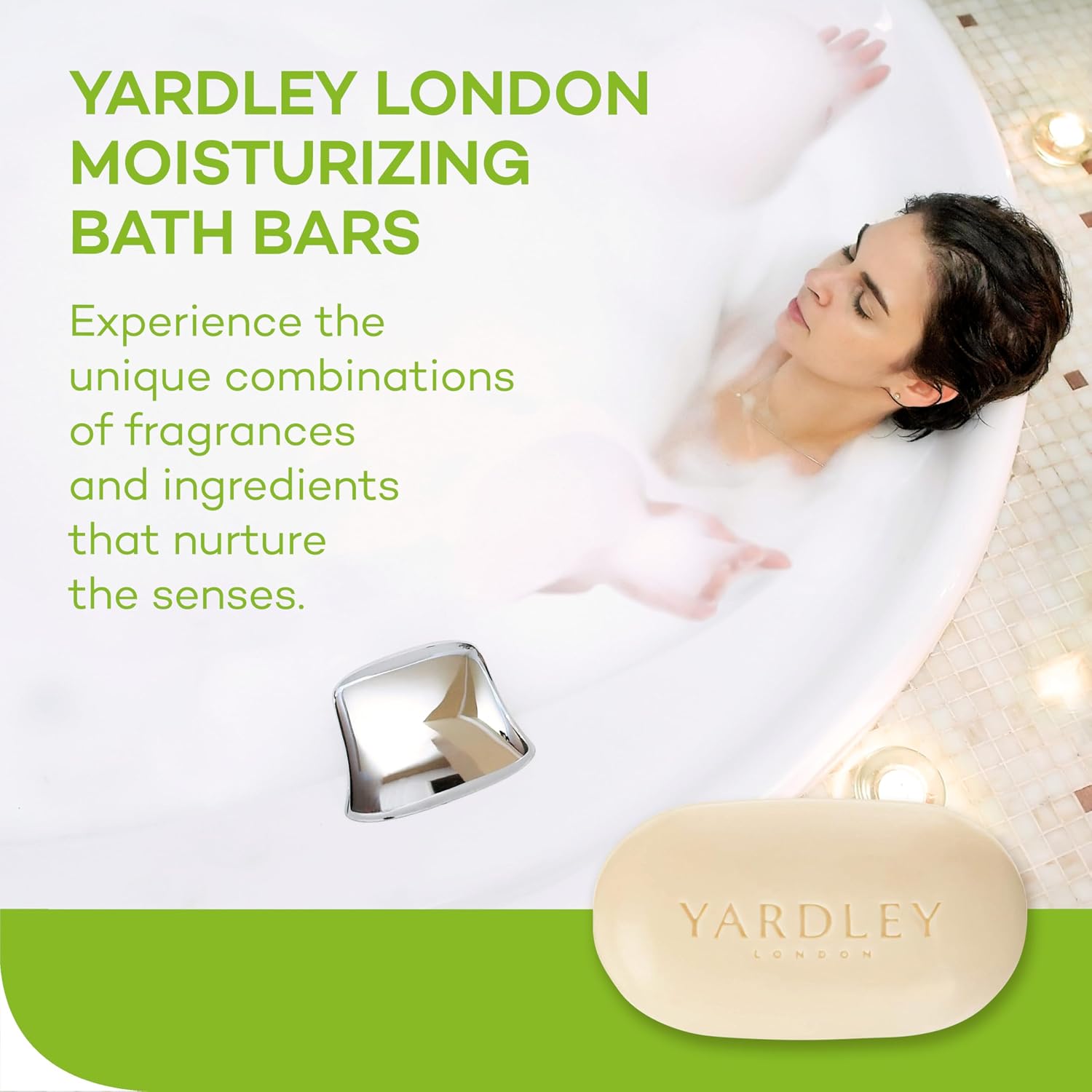 Yardley London Nourishing Bath Soap Bar Aloe & Avocado, Conditions Skin with Creamy Avocado & Olive Extracts, 4.0 oz Bath Bar, 1 Soap Bar