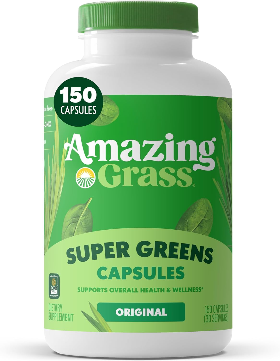 Amazing Grass Super Greens Powder Original, 60 Servings, 16.9 oz | Organic Greens Superfood Powder with Spirulina, Beet Root, Probiotics & Digestive Enzymes to Support Digestion